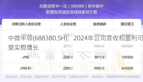 中微半导(688380.SH)：2024年公司营收和盈利可望实现增长-第1张图片-