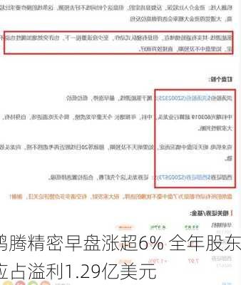 鸿腾精密早盘涨超6% 全年股东应占溢利1.29亿美元-第2张图片-