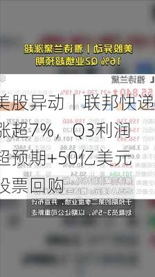 美股异动丨联邦快递涨超7%，Q3利润超预期+50亿美元股票回购-第1张图片-