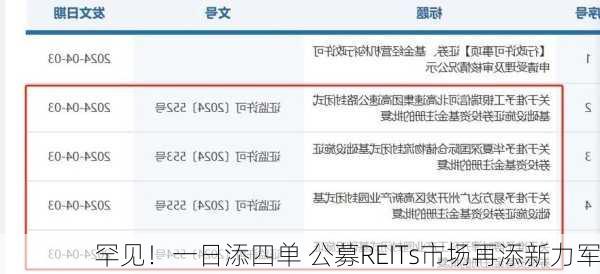 罕见！一日添四单 公募REITs市场再添新力军-第1张图片-