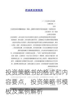 投资策略书的格式和内容要点，投资策略书模板及案例解析-第2张图片-