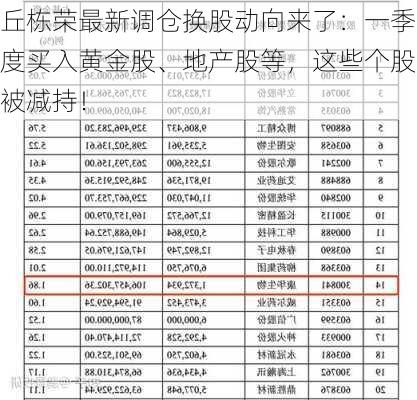 丘栋荣最新调仓换股动向来了：一季度买入黄金股、地产股等，这些个股被减持！-第3张图片-