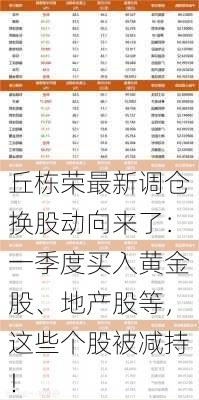 丘栋荣最新调仓换股动向来了：一季度买入黄金股、地产股等，这些个股被减持！-第2张图片-