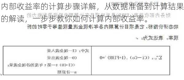 内部收益率的计算步骤详解，从数据准备到计算结果的解读，一步步教你如何计算内部收益率。-第3张图片-