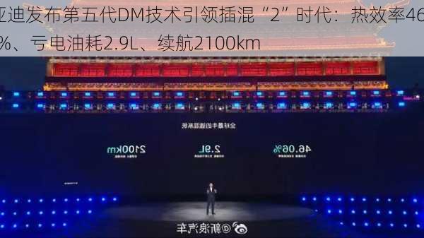 比亚迪发布第五代DM技术引领插混“2”时代：热效率46.06%、亏电油耗2.9L、续航2100km-第1张图片-