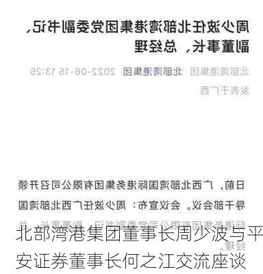 北部湾港集团董事长周少波与平安证券董事长何之江交流座谈-第1张图片-