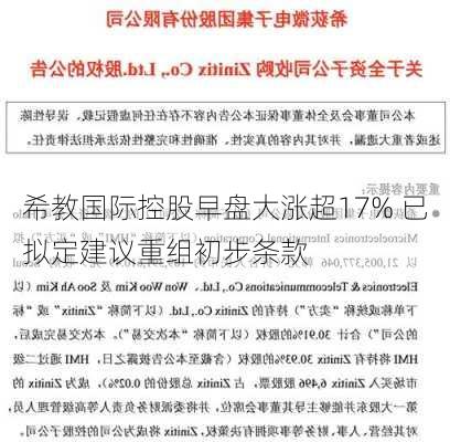 希教国际控股早盘大涨超17% 已拟定建议重组初步条款-第1张图片-