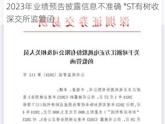 2023年业绩预告披露信息不准确 *ST有树收深交所监管函-第2张图片-