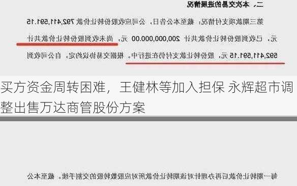 买方资金周转困难，王健林等加入担保 永辉超市调整出售万达商管股份方案-第2张图片-