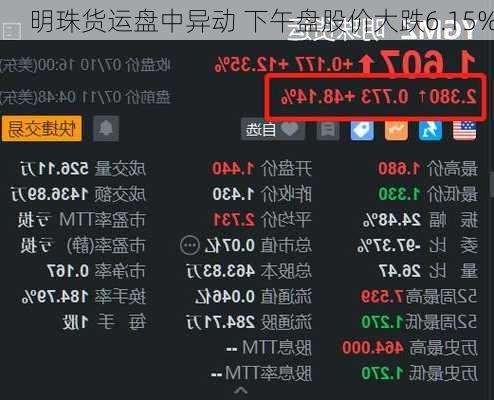 明珠货运盘中异动 下午盘股价大跌6.15%-第1张图片-