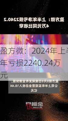 盈方微：2024年上半年亏损2240.24万元-第3张图片-