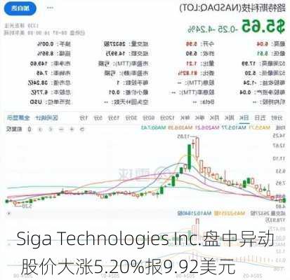 Siga Technologies Inc.盘中异动 股价大涨5.20%报9.92美元-第1张图片-