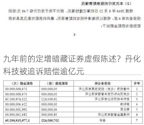 九年前的定增暗藏证券虚假陈述？丹化科技被追诉赔偿逾亿元-第3张图片-