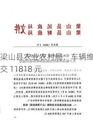 梁山县农业农村局：车辆维修成交 11818 元-第1张图片-