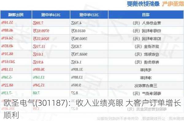 欧圣电气(301187)：收入业绩亮眼 大客户订单增长顺利-第1张图片-