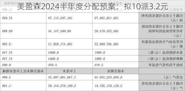 美盈森2024半年度分配预案：拟10派3.2元