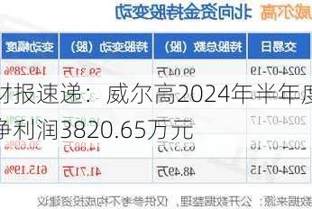 财报速递：威尔高2024年半年度净利润3820.65万元-第1张图片-