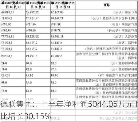 德联集团：上半年净利润5044.05万元 同比增长30.15%-第1张图片-