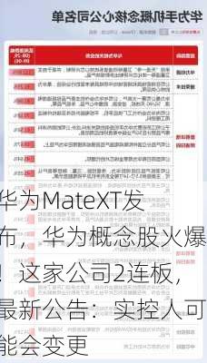 华为MateXT发布，华为概念股火爆！这家公司2连板，最新公告：实控人可能会变更-第2张图片-