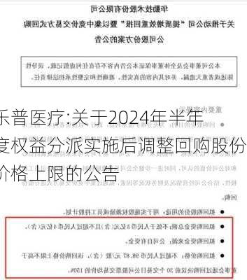 乐普医疗:关于2024年半年度权益分派实施后调整回购股份价格上限的公告-第1张图片-