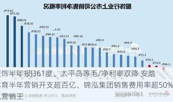 服饰半年报|361度、太平鸟等毛/净利率双降 安踏体育半年营销开支超百亿、锦泓集团销售费用率超50%成营销王-第3张图片-