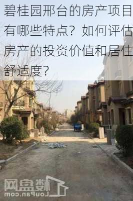 碧桂园邢台的房产项目有哪些特点？如何评估房产的投资价值和居住舒适度？-第1张图片-