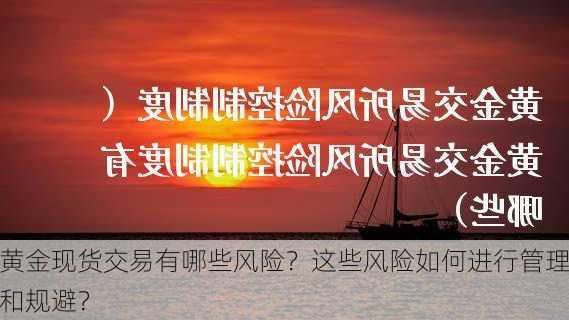 黄金现货交易有哪些风险？这些风险如何进行管理和规避？-第3张图片-