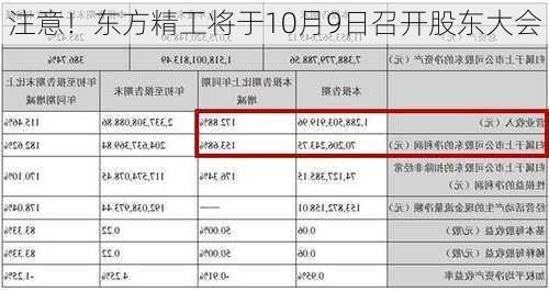 注意！东方精工将于10月9日召开股东大会-第1张图片-