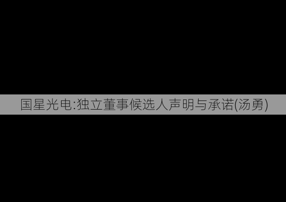 国星光电:独立董事候选人声明与承诺(汤勇)