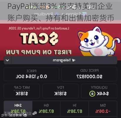 PayPal涨超3% 将支持美国企业账户购买、持有和出售加密货币-第1张图片-