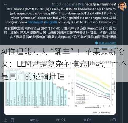 AI推理能力大“翻车”！苹果最新论文：LLM只是复杂的模式匹配，而不是真正的逻辑推理-第3张图片-