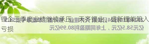 锂企三季度业绩继续承压，天齐锂业、盛新锂能陷入亏损-第2张图片-