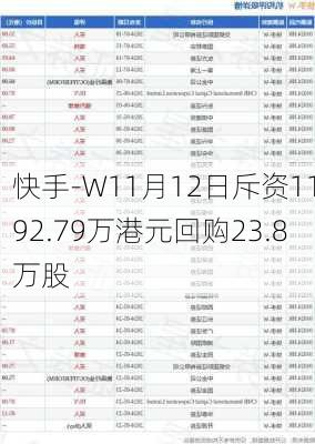 快手-W11月12日斥资1192.79万港元回购23.8万股-第1张图片-