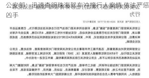 公安部：迅速查明珠海驾车冲撞行人案情 依法严惩凶手-第3张图片-