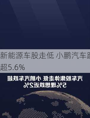 新能源车股走低 小鹏汽车跌超5.6%