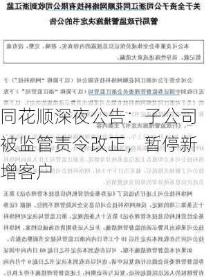 同花顺深夜公告：子公司被监管责令改正，暂停新增客户-第2张图片-